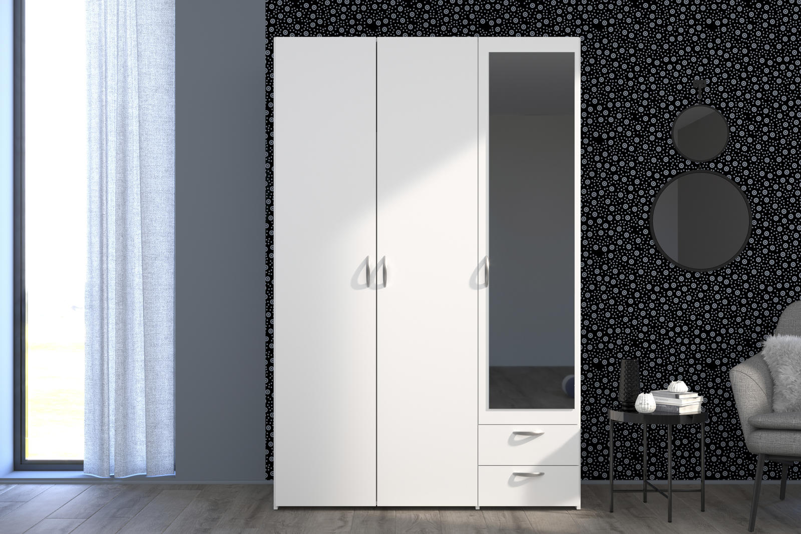 Biała szafa trzydrzwiowa Daily III