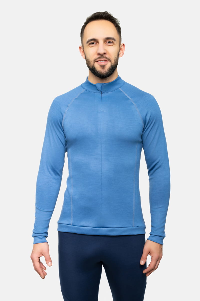 Longsleeve sportowy Expedition Extra Warm z wełny merino, błękitny, 283 gr
