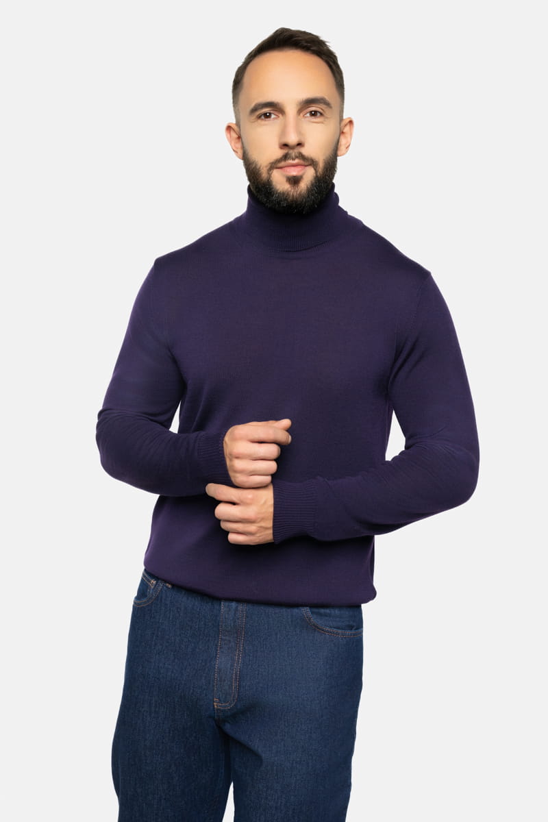 Oberżynowy golf z wełny merino