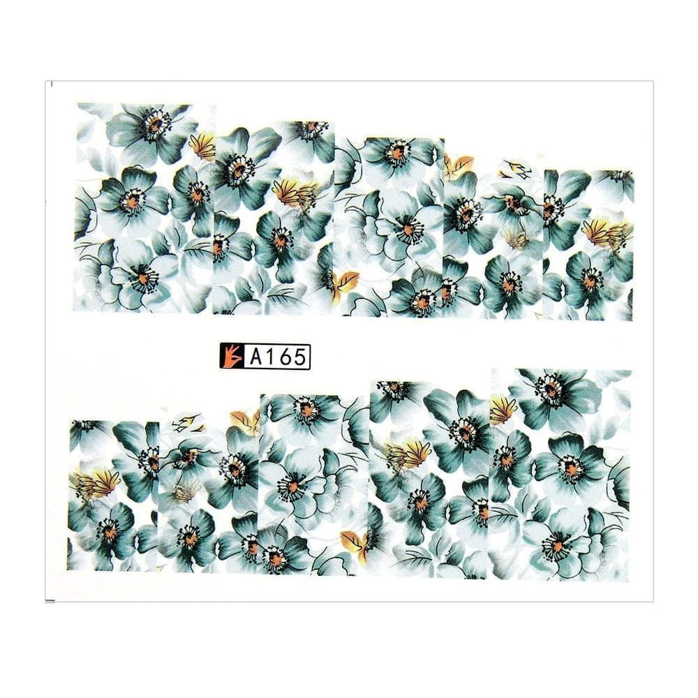 Naklejki wodne do paznokci arkusz 6,5 x 5,5 cm na 10 palców a Nr 165