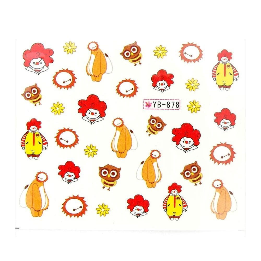 Naklejki wodne do paznokci clown YB-878