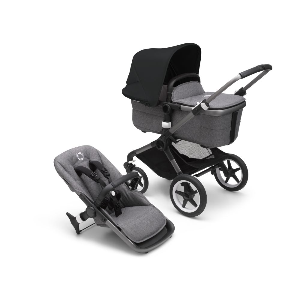 Bugaboo, Fox3 - wózek głęboko-spacerowy-Graphite-Midnight Black-Grey Melange