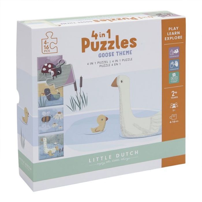 Little Dutch Puzzle 4 rodzaje zwierzątek Little Goose - 4754