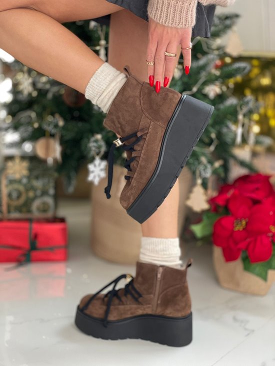 Śniegowce 008 - 1 Brąz welur/ czarny