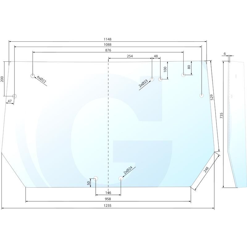 Szyba tylna wysokość: 730 mm Deutz AgroPlus 0.011.0806.0/30