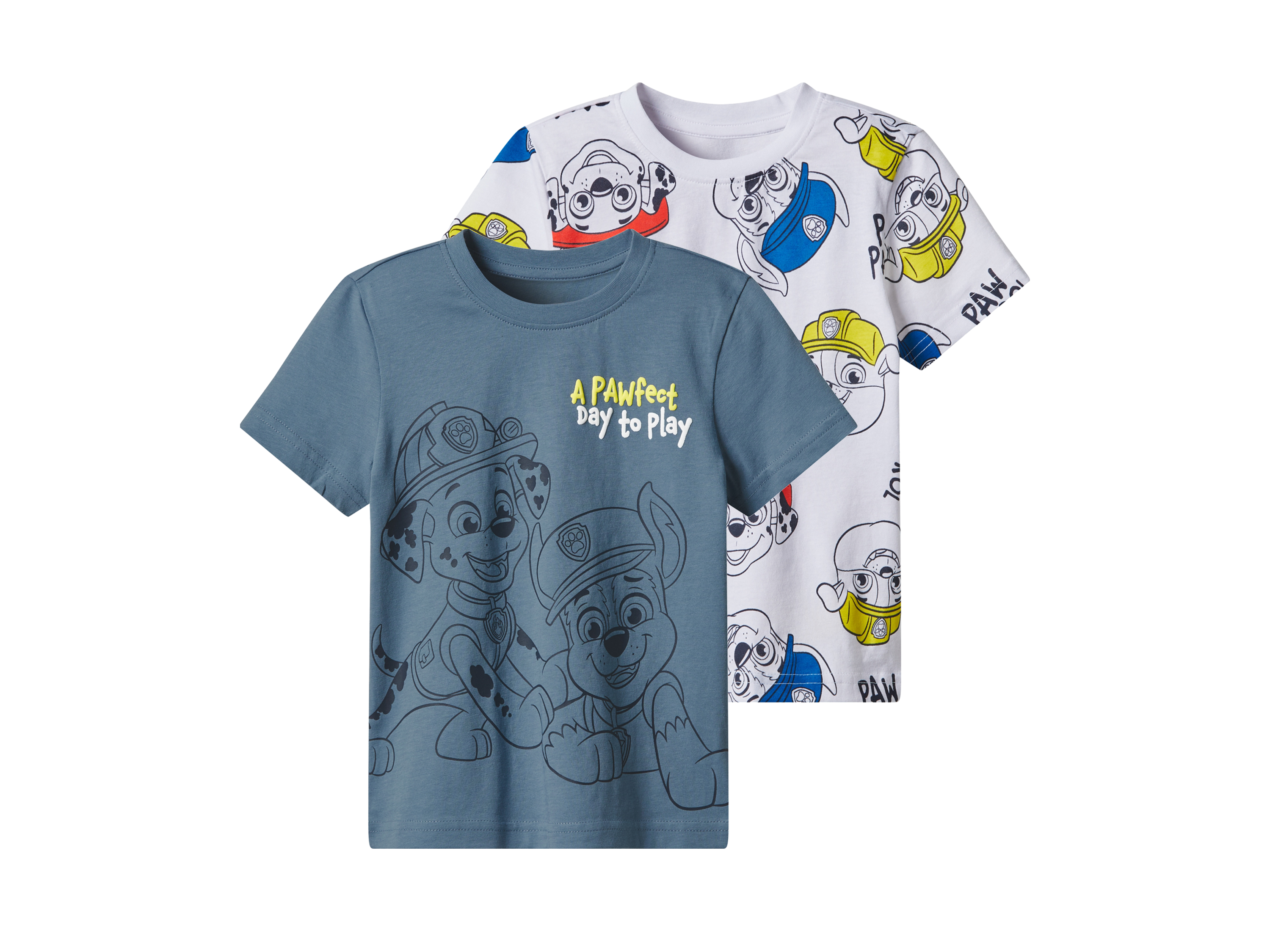 Koszulki dziecięce z bawełny, 2 sztuki Niebieski/ biały, 98/104