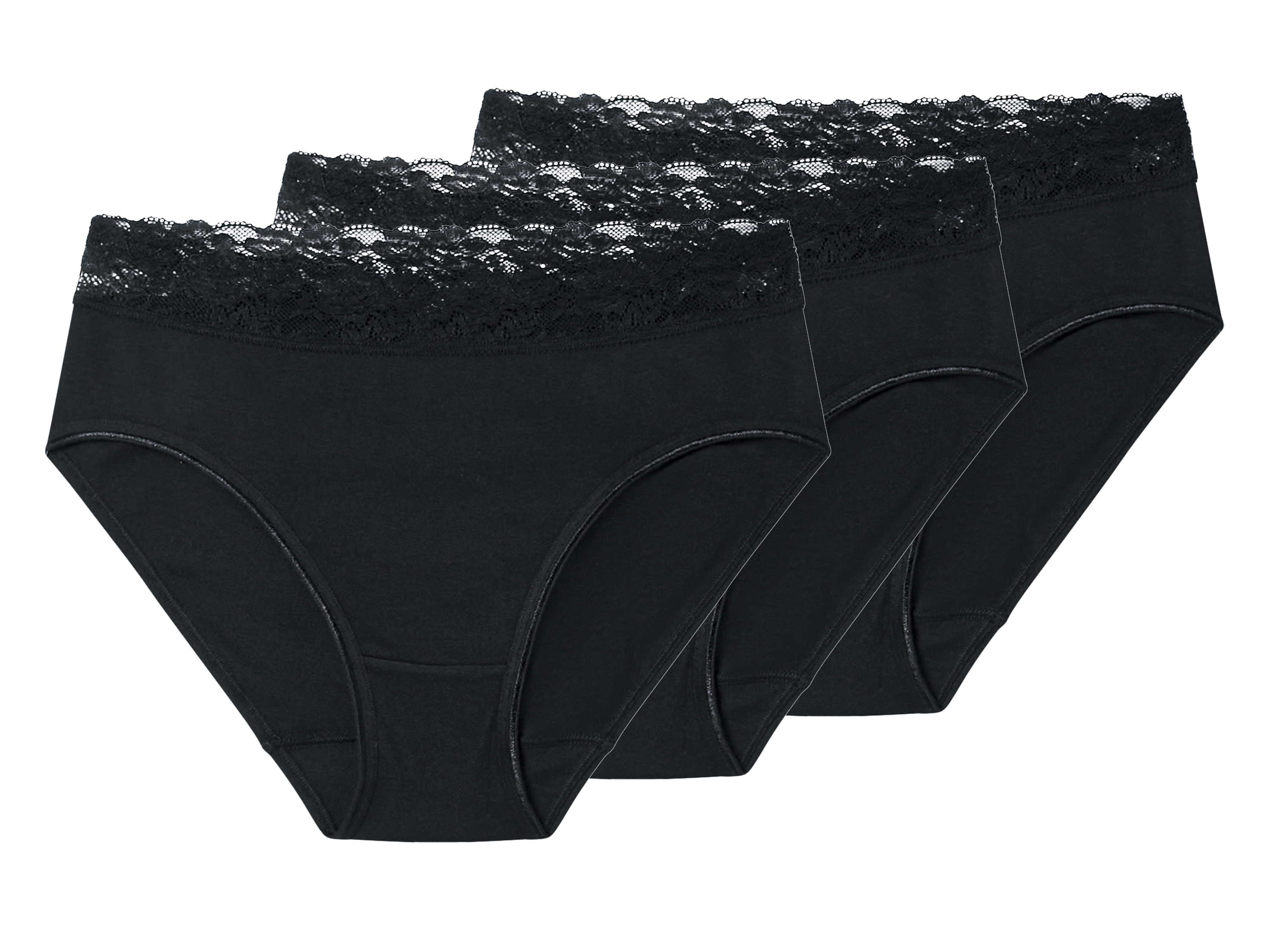 esmara Majtki figi damskie z bawełny, 3 pary Czarny, S36/38