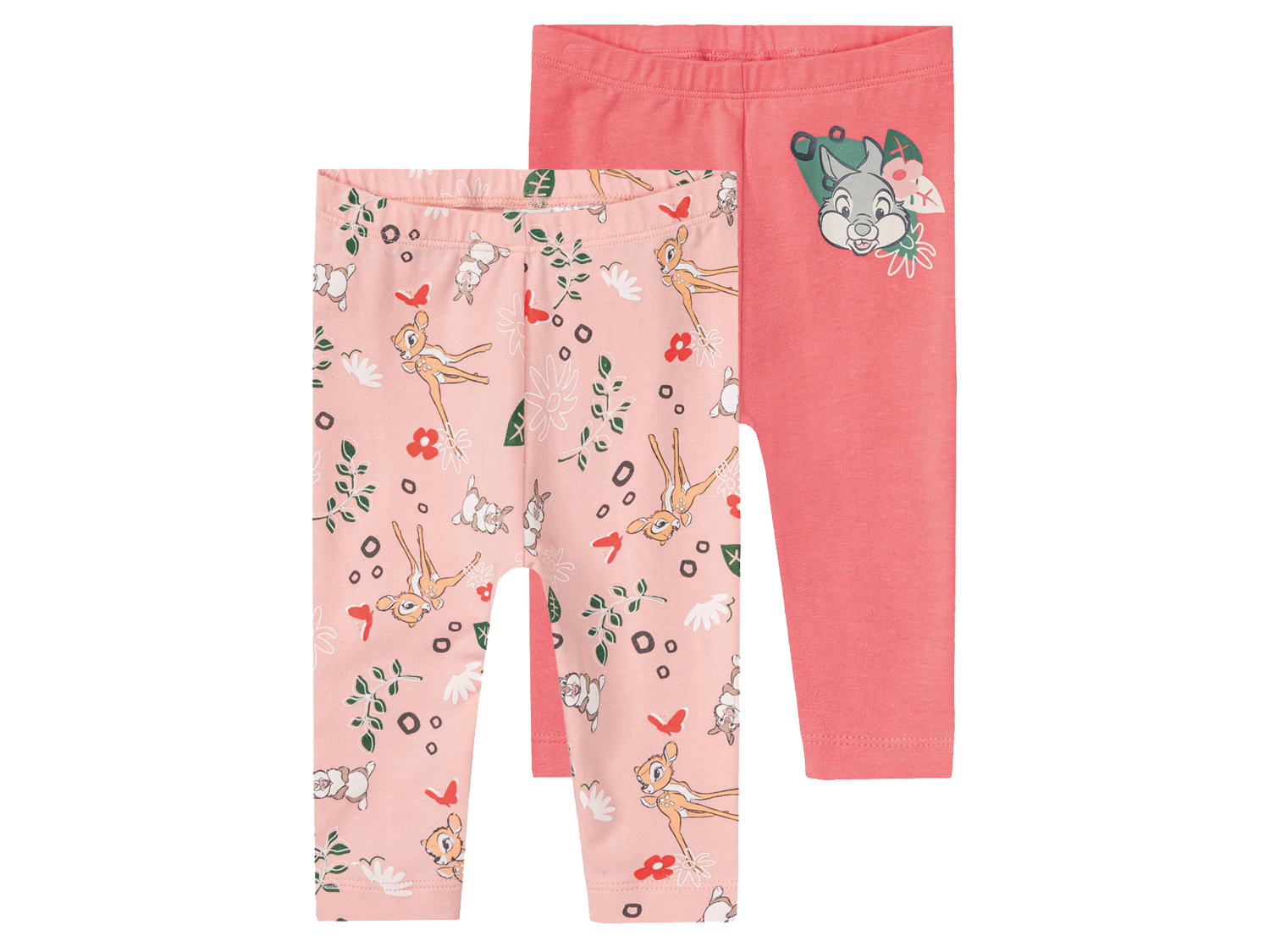 Legginsy niemowlęce z biobawełną, 2 pary 50/56, Koralowy/różowy