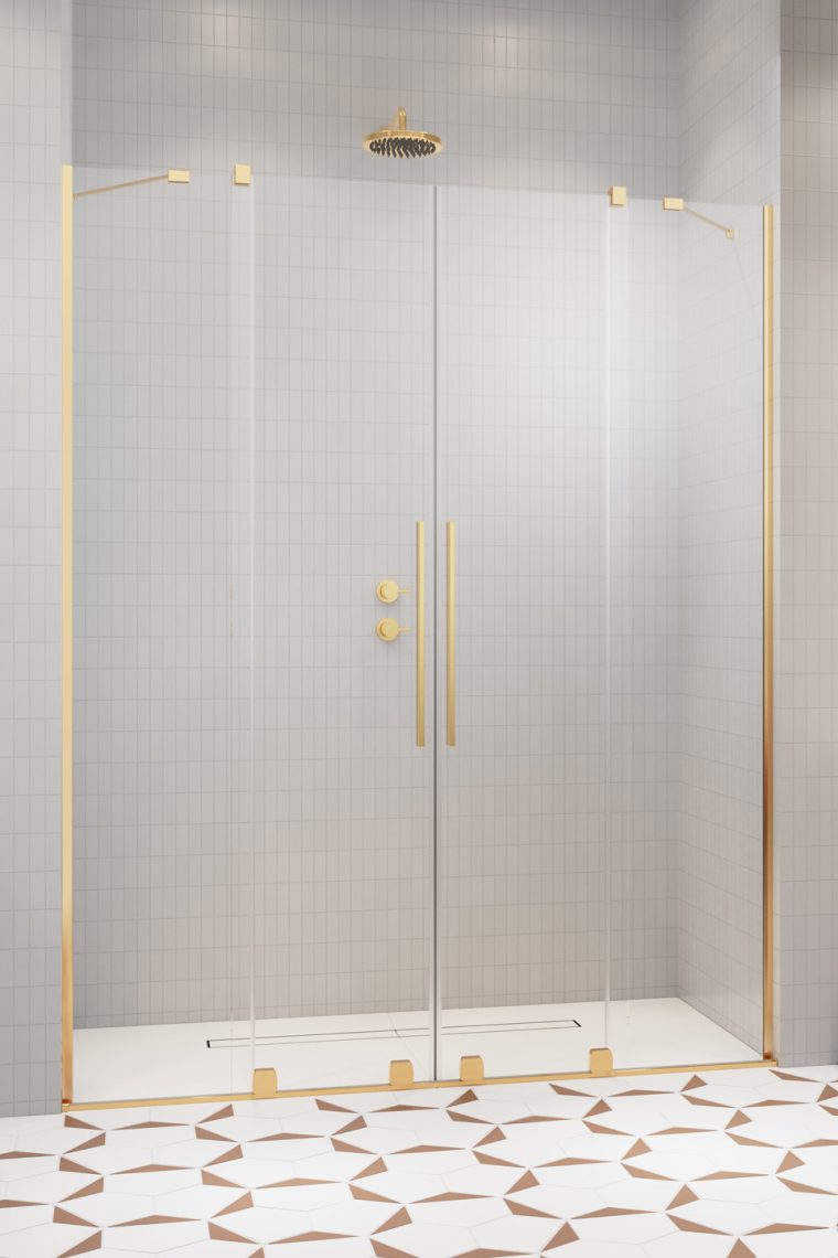 Darmowa Dostawa - Drzwi prysznicowe 41.3 cm rozsuwane złoty połysk/szkło przezroczyste Radaway Furo Gold DWD 101084130901