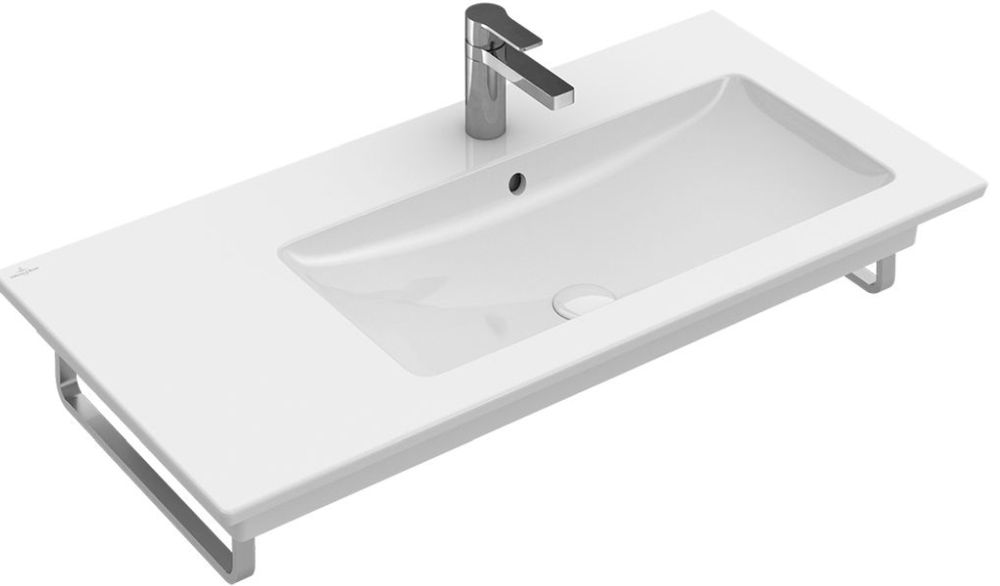 Darmowa Dostawa - Umywalka 100x50 cm prostokątna ścienna-meblowa-z blatem biała Villeroy & Boch Venticello 4134R1R1