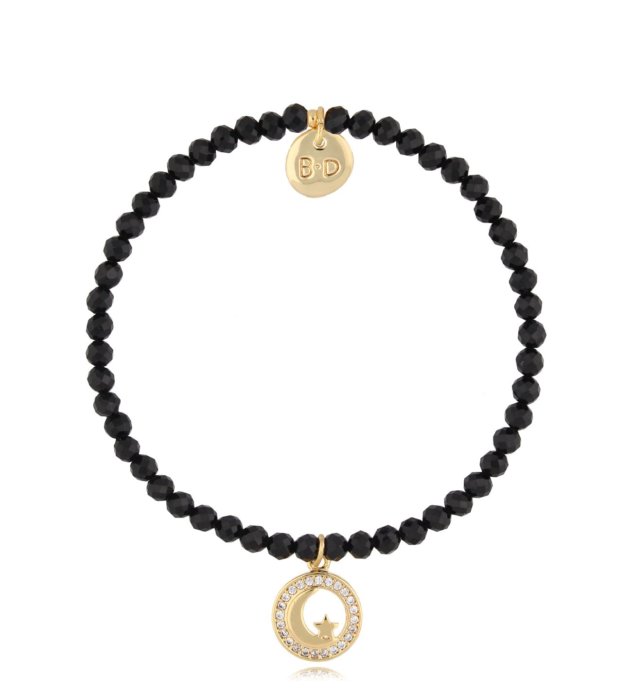 Bransoletka z czarnymi turmalinami i księżycem Lifestyle - By Dziubeka