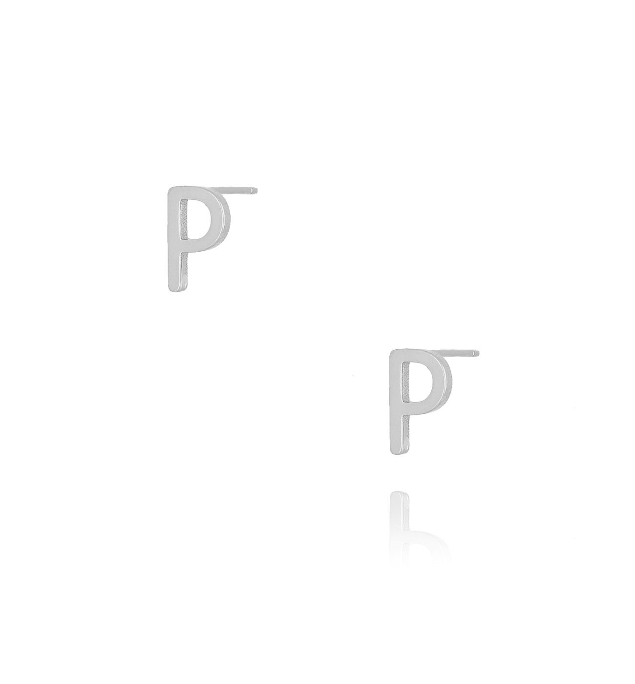 Kolczyki wkrętki z literką P srebrne KAT0022