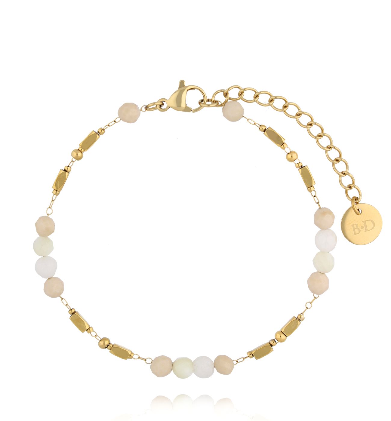 Bransoletka beżowa z jadeitami - By Dziubeka