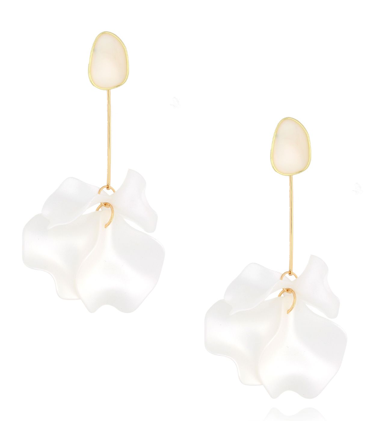 Kolczyki białe z płatkami Amaranta II KFF0132 - By Dziubeka