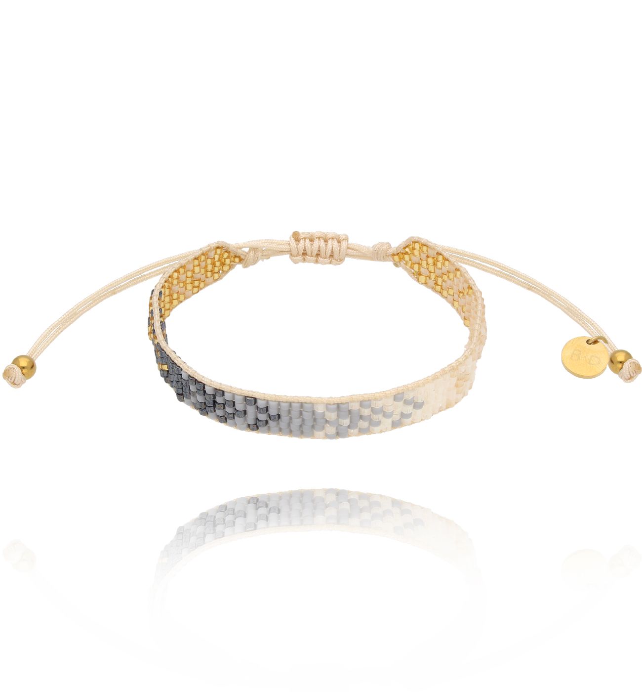 Bransoletka szaro złota z koralikami Miyuki Esi - By Dziubeka