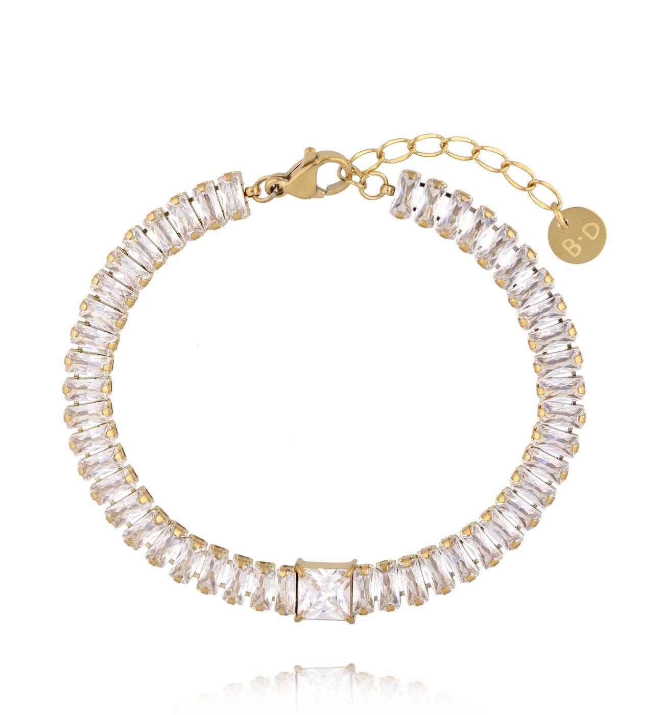 Bransoletka z prostokątnymi cyrkoniami BSY0522