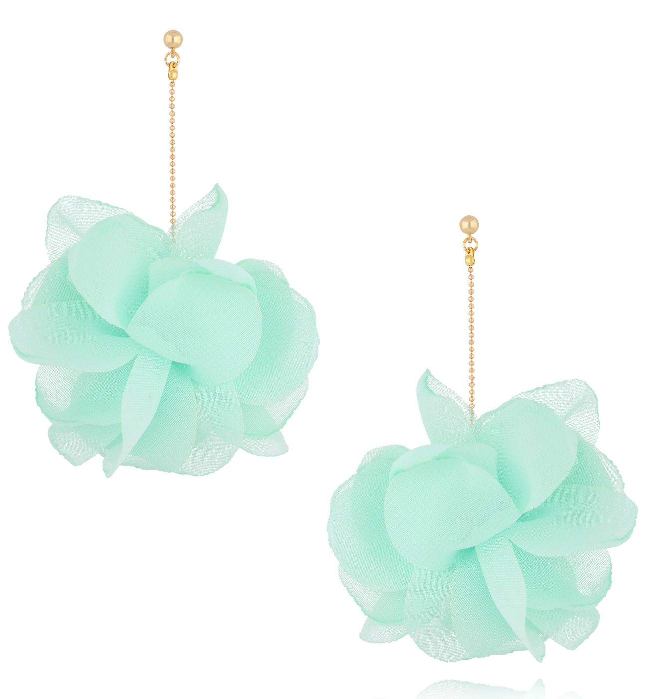 Kolczyki z miętową tkaniną - By Dziubeka