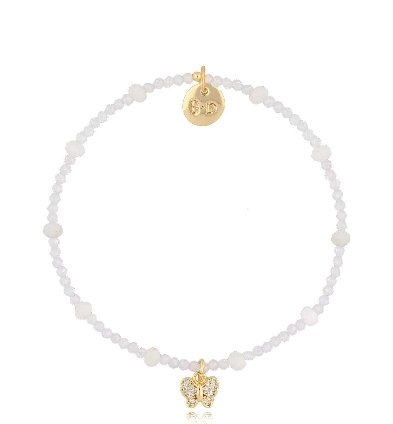 Bransoletka biała z motylkiem Papilio BTW2178