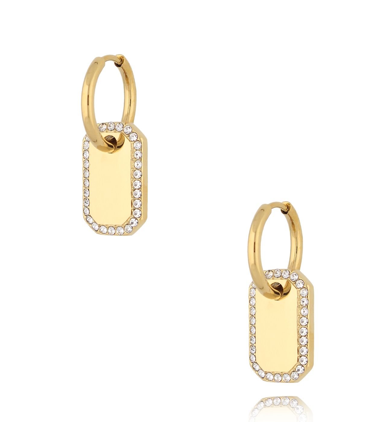 Kolczyki złote blaszki z cyrkoniami Désolé - By Dziubeka