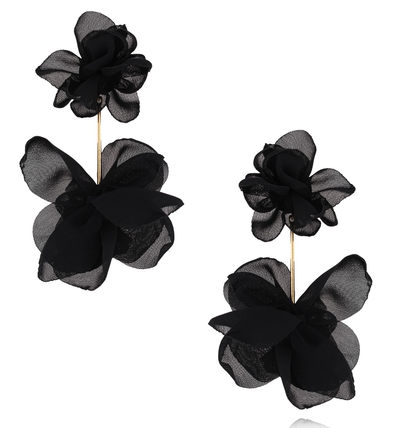 Kolczyki czarne długie materiałowe - By Dziubeka