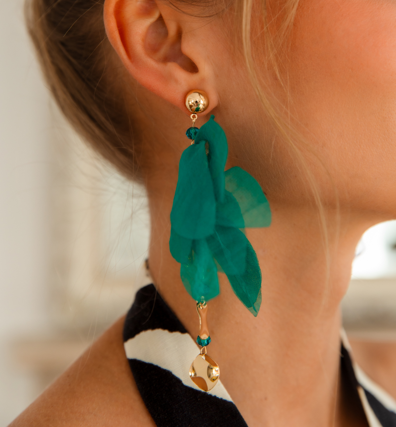 Kolczyki z zieloną tkaniną KBL1877