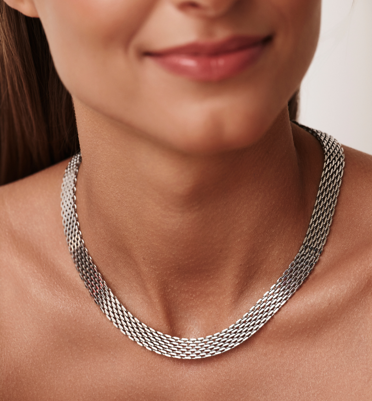 Naszyjnik łańcuch płaski srebrny NSY0480 - By Dziubeka