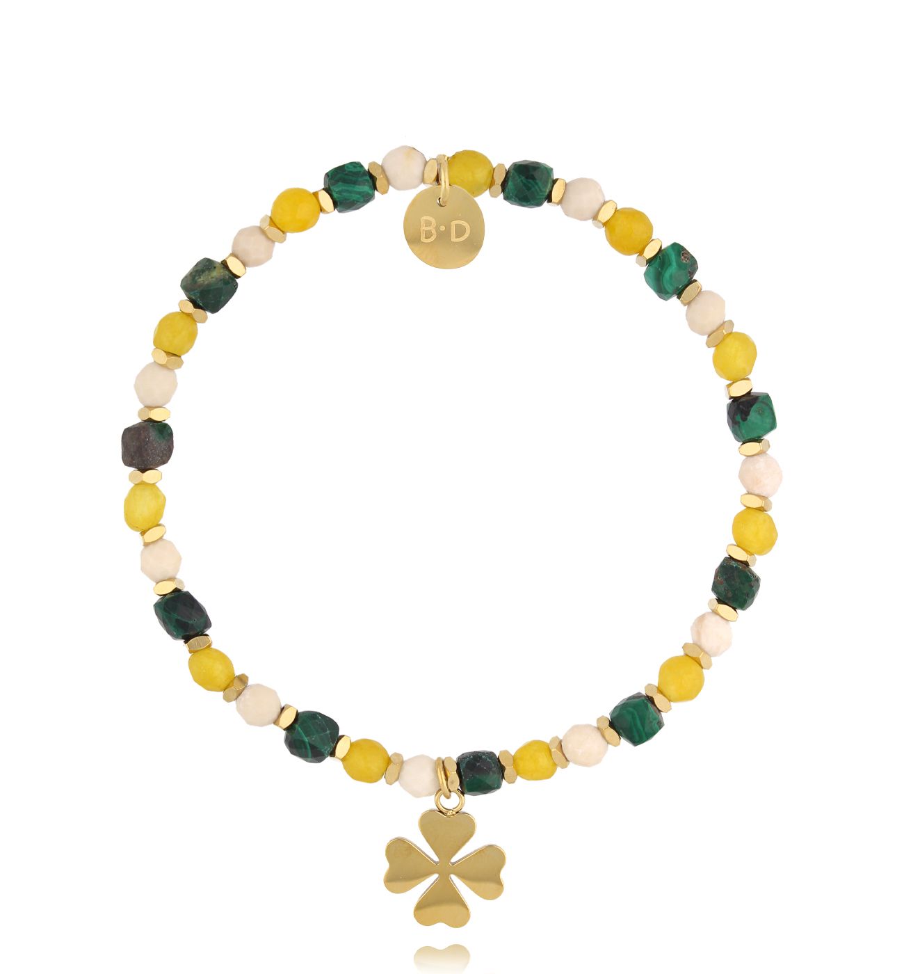 Bransoletka zielono beżowa z koniczynką Trifoglio - By Dziubeka