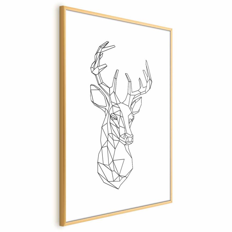 Plakat Artgeist Geometryczny jeleń 60x90 cm z ramą złotą 1 szt