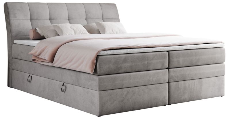 Łóżko kontynentalne MKS Meble GOLD 10 KING 160x200 H4 Jasnoszary welvet 1szt.