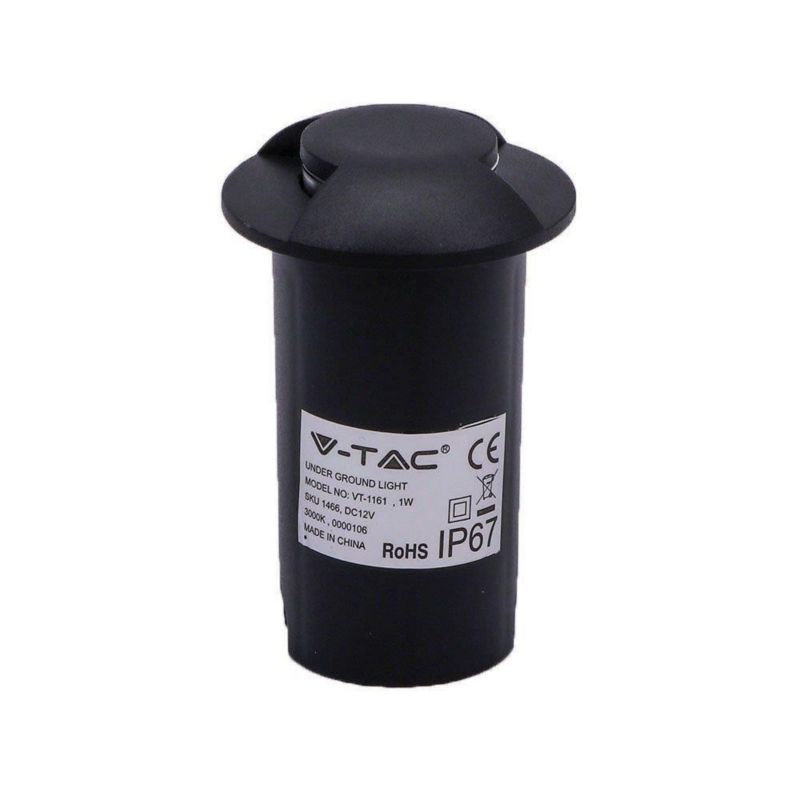 Lampa gruntowa najazdowa V-TAC 1161 czarna LED 1W 3000K 50lm IP67 wym: 9,3 x 6 x 6 cm tworzywo sztuczne - 1 szt.