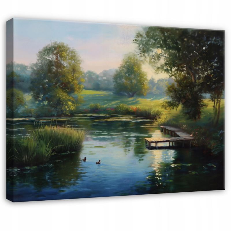 Obraz WALLARENA Do Sypialni Salonu Na Płótnie Jezioro Las Krajobraz 120x80 cm 1 szt.