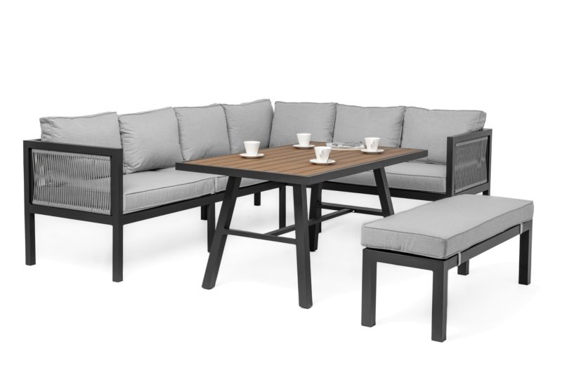 Zestaw mebli ogrodowych narożnik New Home PORTOFINO szaro grafitowy lewy aluminiowy ze stołem 1 kpl
