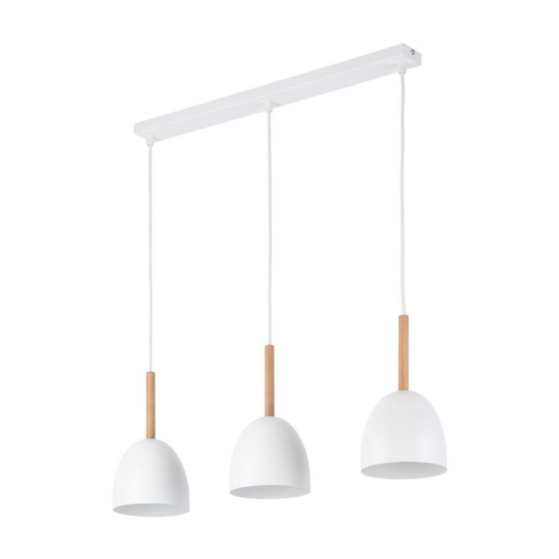 Lampa wisząca TK-Lighting Nord biała jasne drewno wym: 130 x 13 x 68 cm 3xE27 x 1 szt.