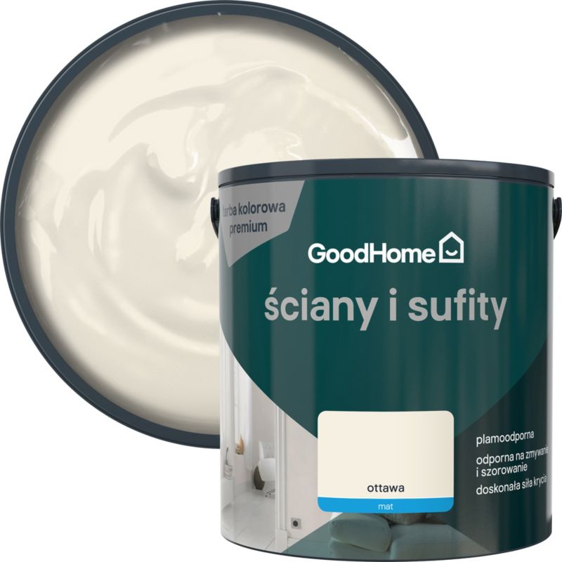Farba plamoodporna GoodHome Premium Ściany i Sufity ottawa 5 l