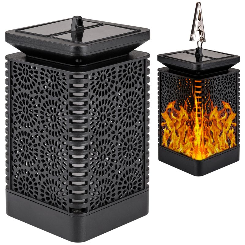 Lampa LED solarna MasterLED wisząca dekoracyjna płomień 3000K 17cm IP44 czarna 1 szt.