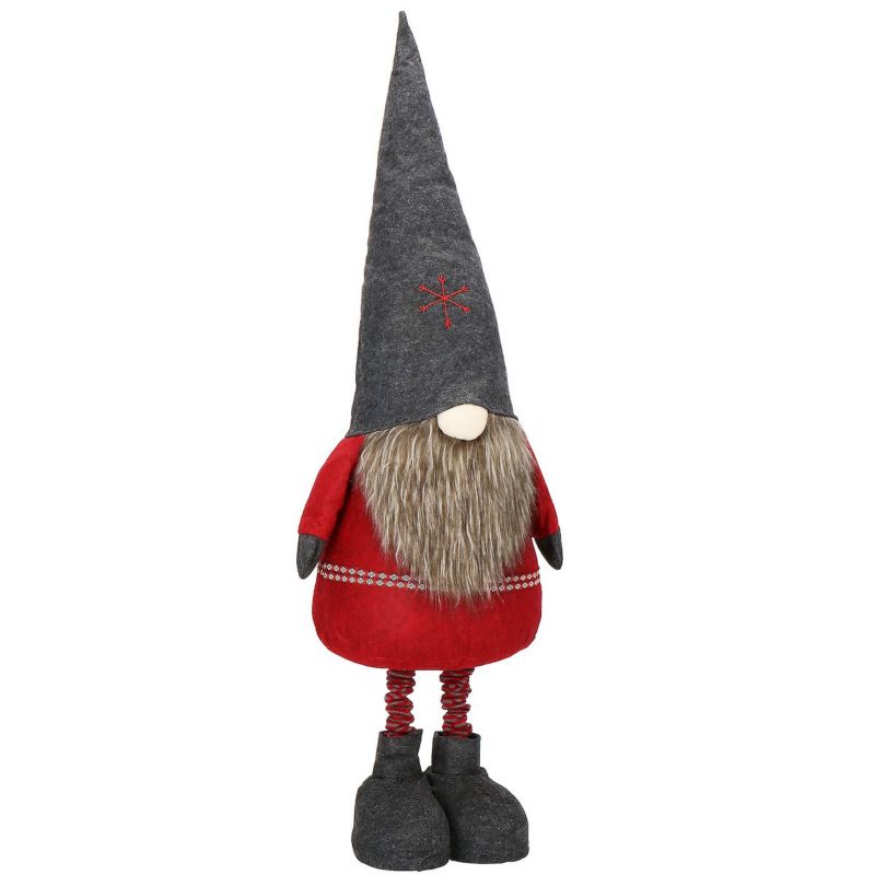 Skrzat ozdoba świąteczna Springos 95-160 cm krasnal świąteczny na teleskopowych nóżkach czerwono-grafitowy 1 szt.