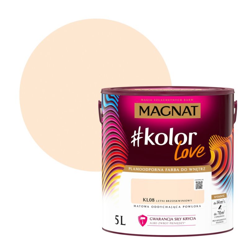 Farba kolorowa plamoodporna Magnat #kolorLove KL08 letni brzoskwiniowy 5 l