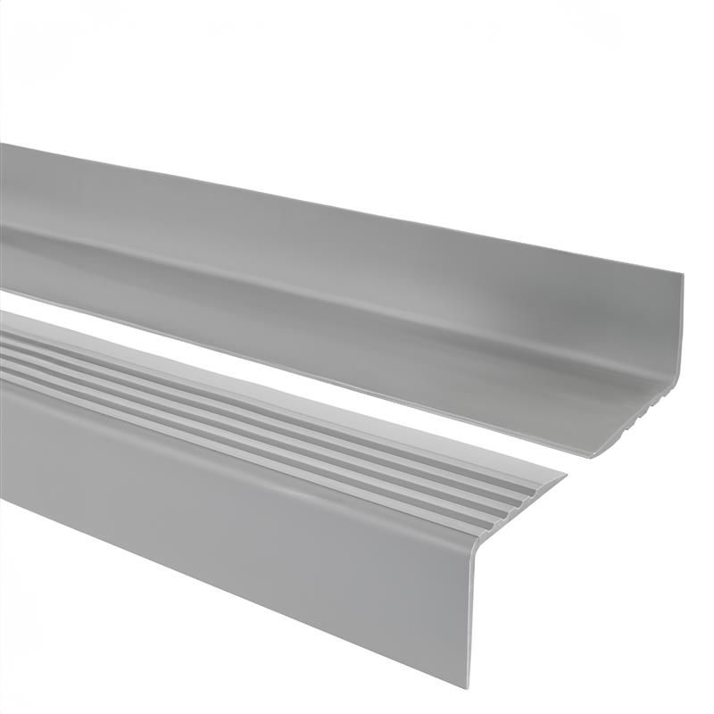 Profil schodowy PCV 52x40mm, QUEST, antypoślizgowy nosek schodowy, RGP, szary, 1.5m