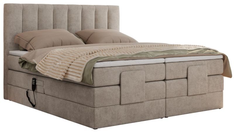 Łóżko kontynentalne MKS Meble COMFORTO 160x200 H4 Beżowy struktura 1szt