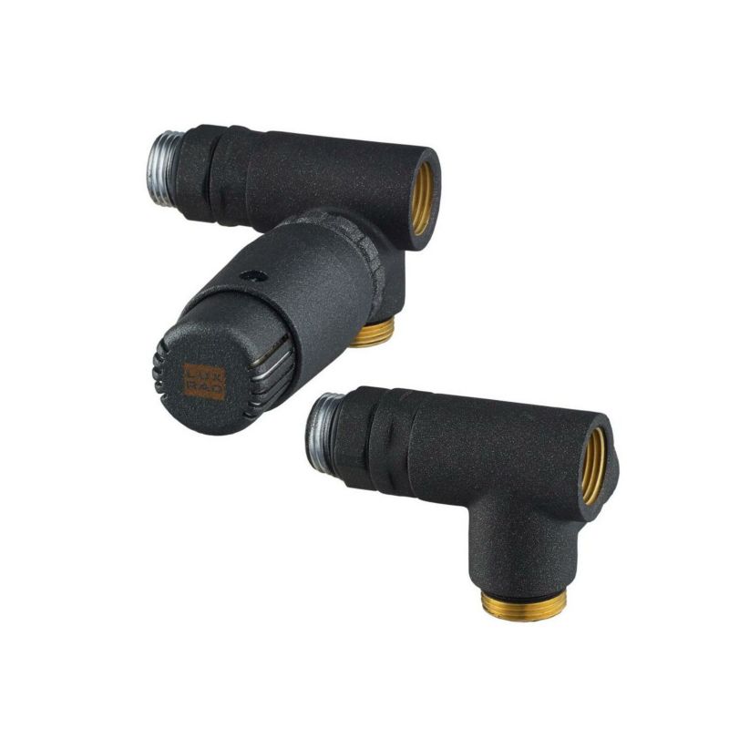 Trójnik termostatyczny LUXRAD osiowo lewy czarny str (głowica w prawą stronę) 1 szt