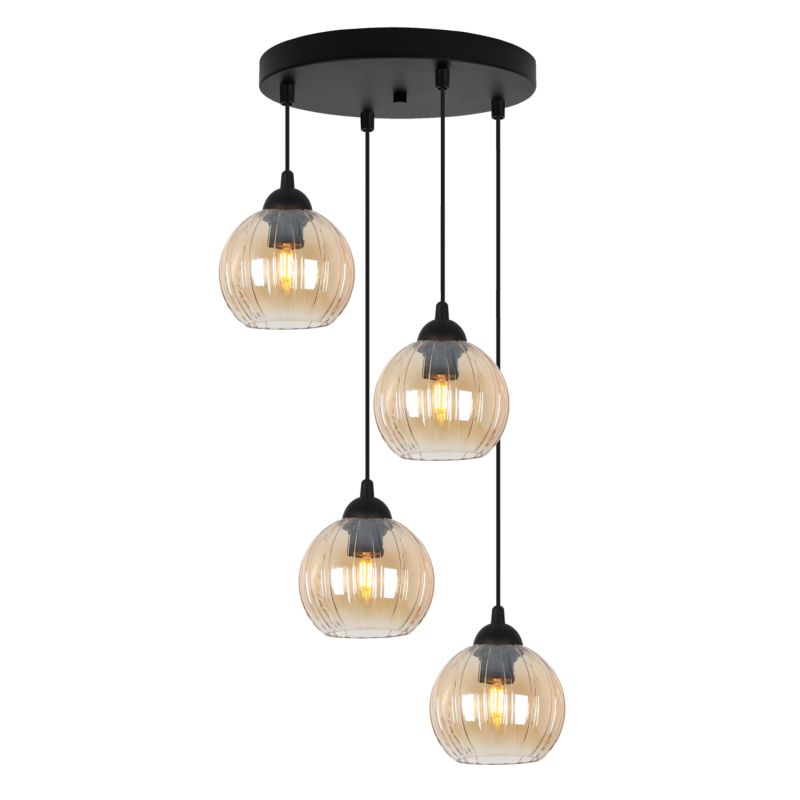 Lampa sufitowa wisząca Light Home LH Costa okrągła 4x E27 60W czarny/miodowy 1szt