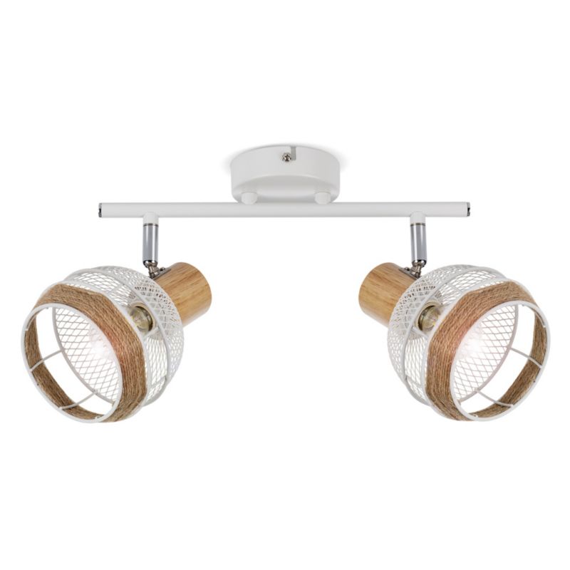 Lampa sufitowa LightLogic LL BIMA EL-2I E14 66173 biała podwójna spot drewno 1 szt.