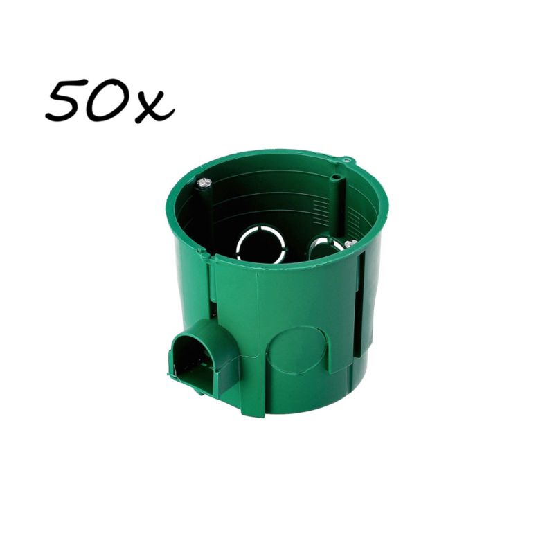 Puszka podtynkowa EDO łączeniowa fi 60 głęboka z wkrętami zielona 50szt.