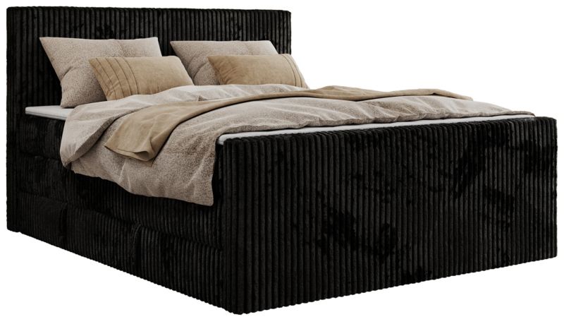 Łóżko kontynentalne MKS Meble TILIANO KING DUO 140x200 H4 czarny sztruks 1szt.