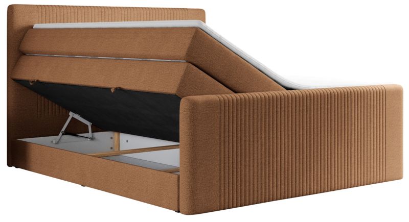 Łóżko kontynentalne MKS Meble KING DOREN 180x200 H4 pomarańczowy struktura 1szt.