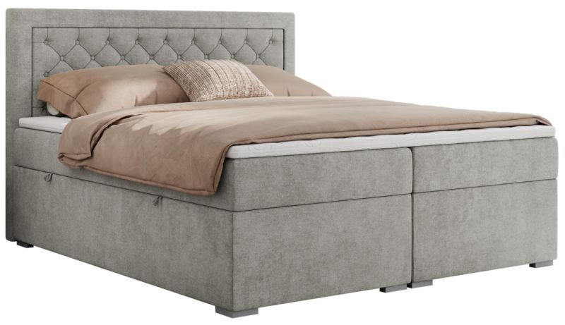 Łóżko kontynentalne MKS Meble JASIR 160x200 H4 jasnoszary struktura 1szt.