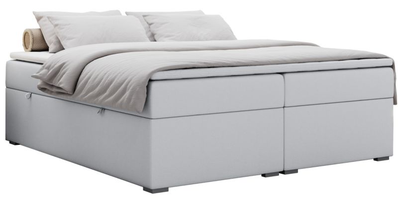 Łóżko kontynentalne MKS Meble BESS 160x200 H4 biały ekoskóra 1szt.