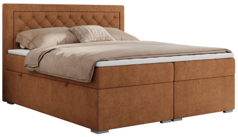 Łóżko kontynentalne MKS Meble JASIR 180x200 H4 pomarańczowy struktura 1szt.