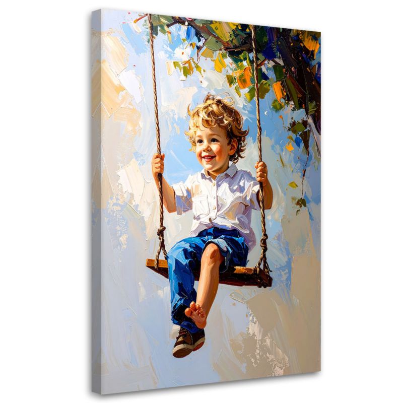 Obraz do pokoju dziecka Feeby Chłopiec na huśtawce 70x100cm 1szt