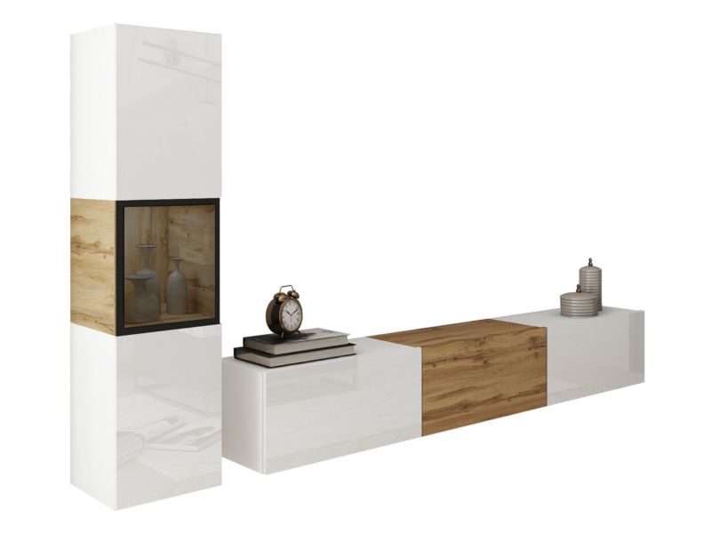 Meblościanka MIRJAN 24 Berlin I biały / biały połysk + wotan 1 kpl.